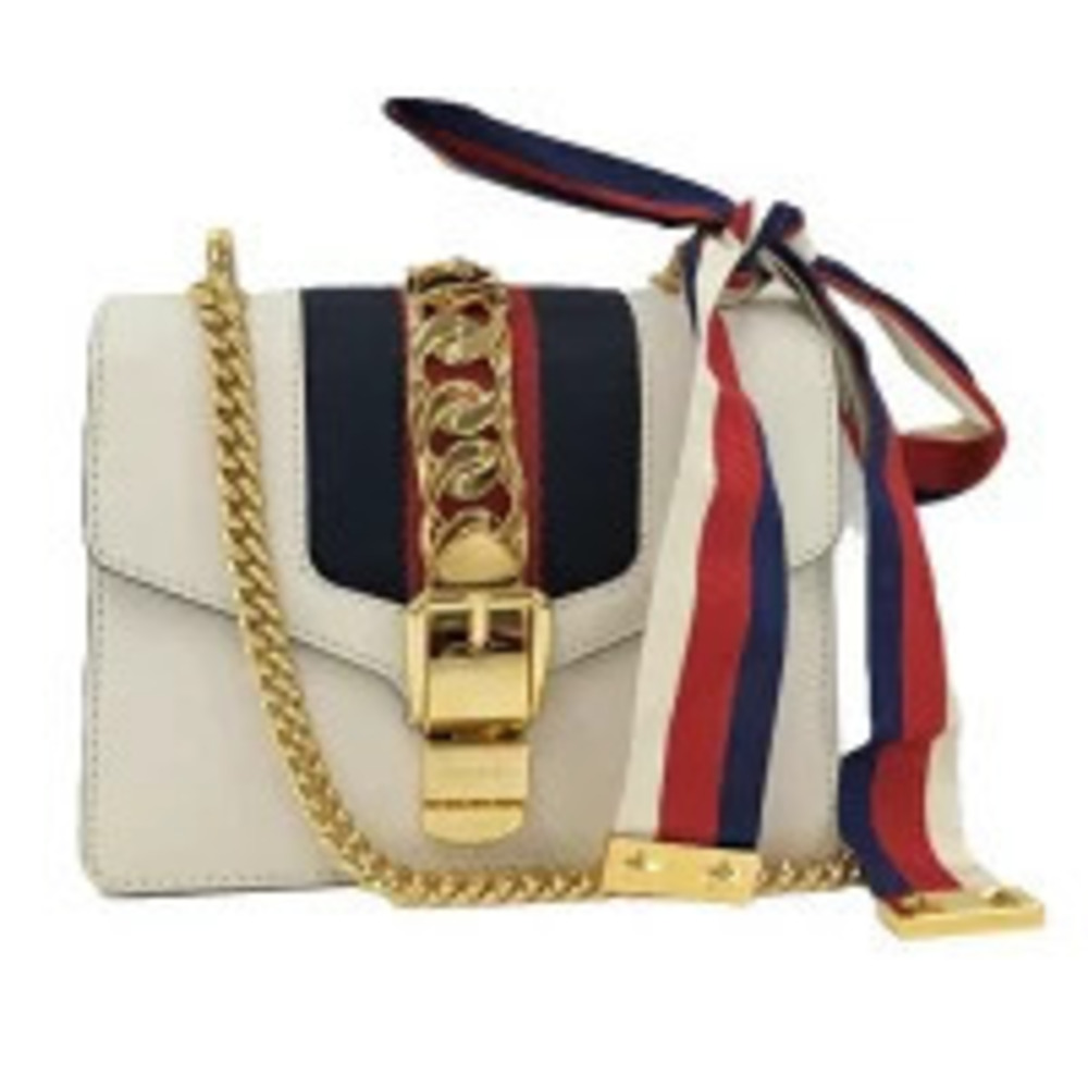 Gucci Shoulder Bag Sylvie Sherry White Leather